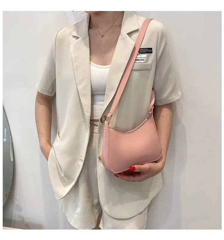 2022 New Women's Fashion Handbags Retro Solid Color PU Leather Shoulder Underarm Bag Casual Women Hobos Handbags