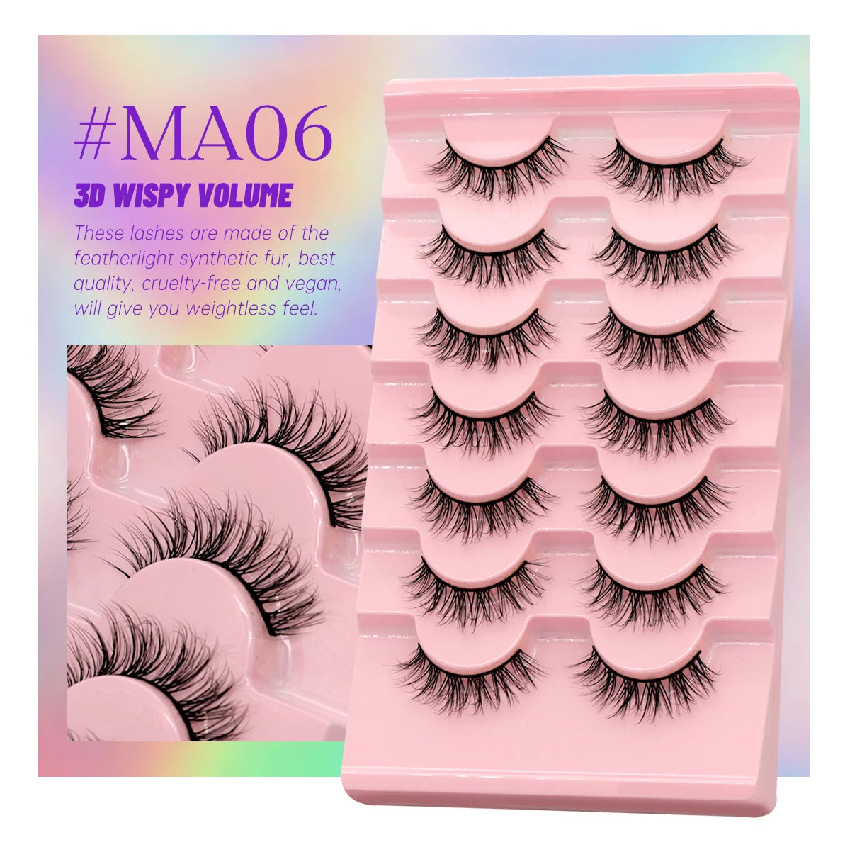 GROINNEYA 5/7 pairs Eyelashes 3D Natural False Lashes Fluffy Soft Cross Manga Lashes Wispy Natural Eyelash Extension Makeup