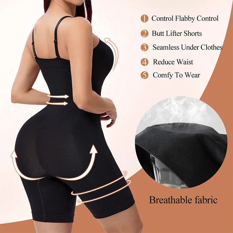 ZAFUAZ Women's Shapewear Bodysuits Butt Lifter Body Shaper Strapless Seamless Mid Thigh plus Size Sweat Vest for Women Exercise