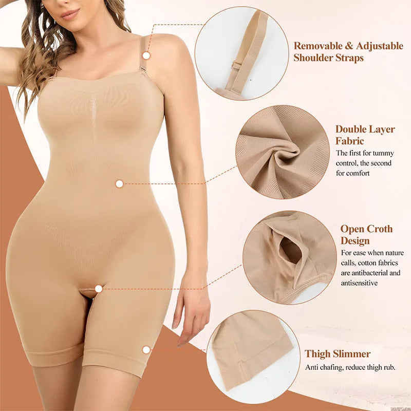 ZAFUAZ Women's Shapewear Bodysuits Butt Lifter Body Shaper Strapless Seamless Mid Thigh plus Size Sweat Vest for Women Exercise