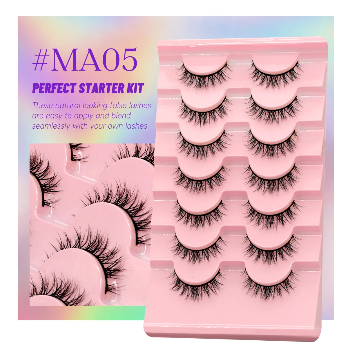 GROINNEYA 5/7 pairs Eyelashes 3D Natural False Lashes Fluffy Soft Cross Manga Lashes Wispy Natural Eyelash Extension Makeup