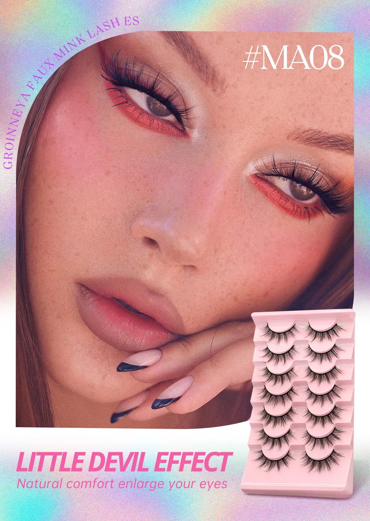 GROINNEYA 5/7 pairs Eyelashes 3D Natural False Lashes Fluffy Soft Cross Manga Lashes Wispy Natural Eyelash Extension Makeup