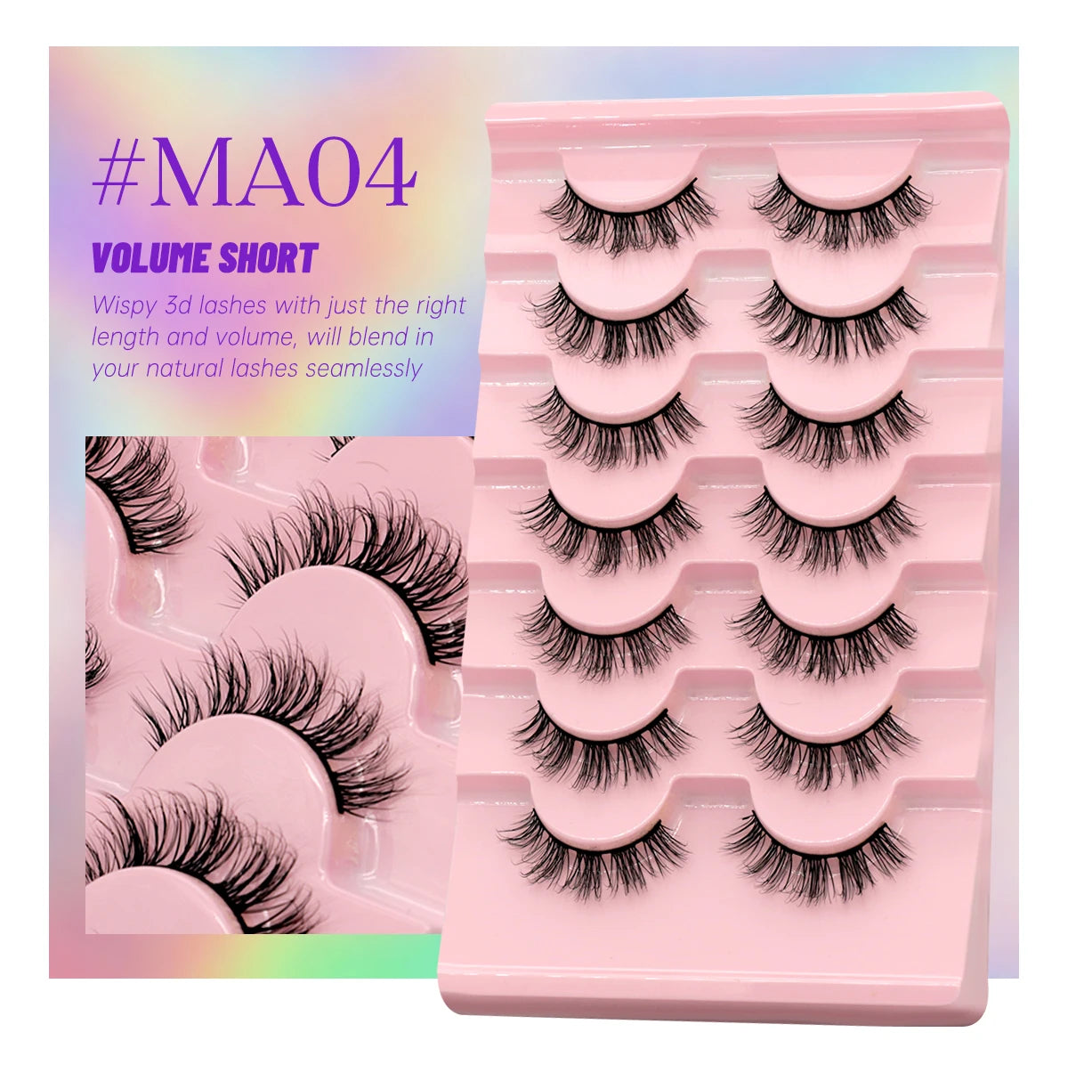 GROINNEYA 5/7 pairs Eyelashes 3D Natural False Lashes Fluffy Soft Cross Manga Lashes Wispy Natural Eyelash Extension Makeup