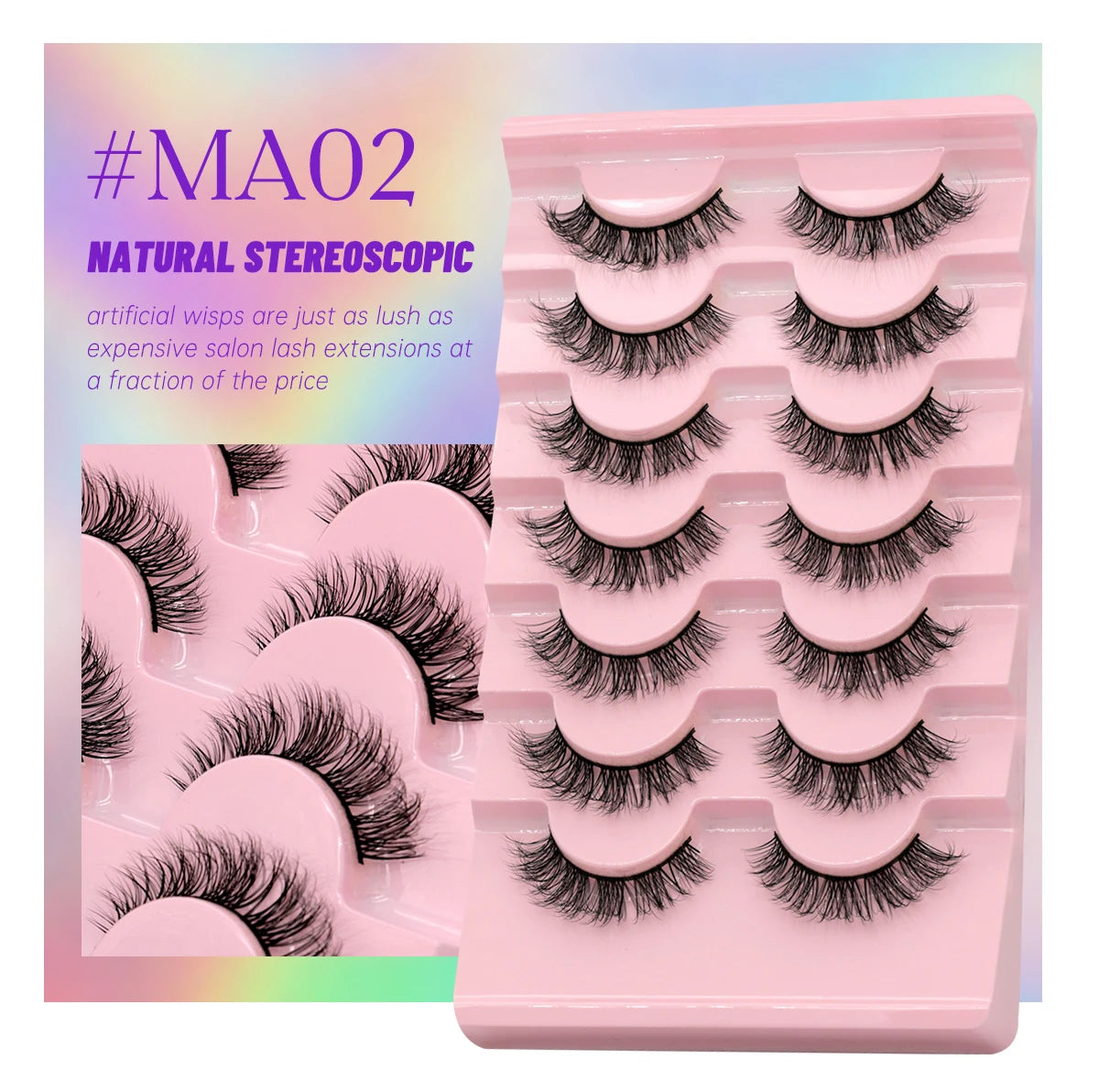 GROINNEYA 5/7 pairs Eyelashes 3D Natural False Lashes Fluffy Soft Cross Manga Lashes Wispy Natural Eyelash Extension Makeup