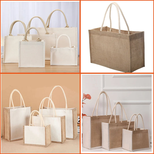 Cotton bag Burlap Grocery Bag Canvas Tote Shopping bag Shoulder Eco-Friendly Handbags Cotton Storage Bag portable burlap handbag