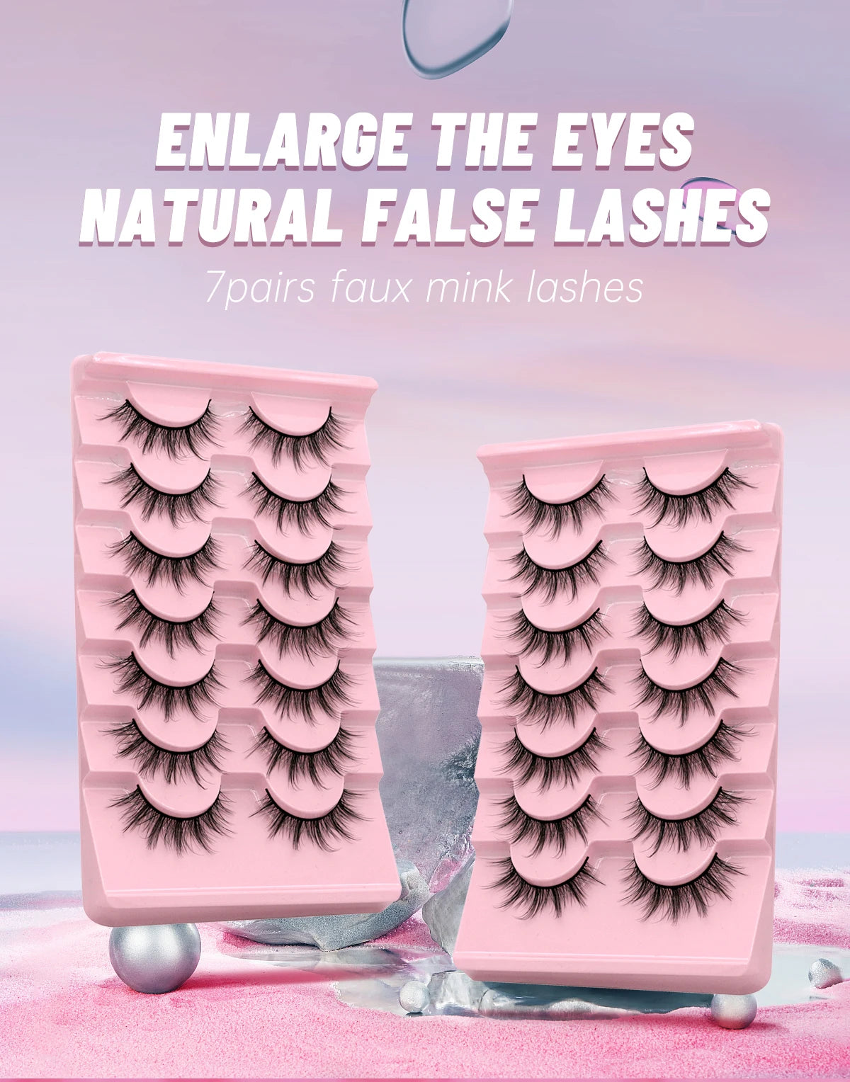 GROINNEYA 5/7 pairs Eyelashes 3D Natural False Lashes Fluffy Soft Cross Manga Lashes Wispy Natural Eyelash Extension Makeup