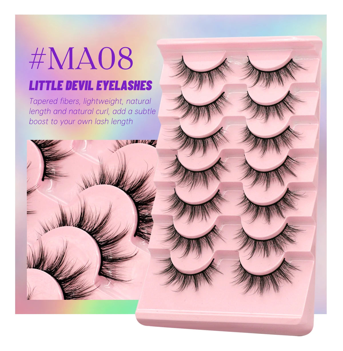 GROINNEYA 5/7 pairs Eyelashes 3D Natural False Lashes Fluffy Soft Cross Manga Lashes Wispy Natural Eyelash Extension Makeup