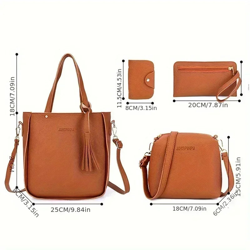 Woman Bag 2024 New Fashion Four-Piece Shoulder Bag Set Messenger Bag Wallet Handbag Bolsa Feminina Luxury Girls Messenger Bag