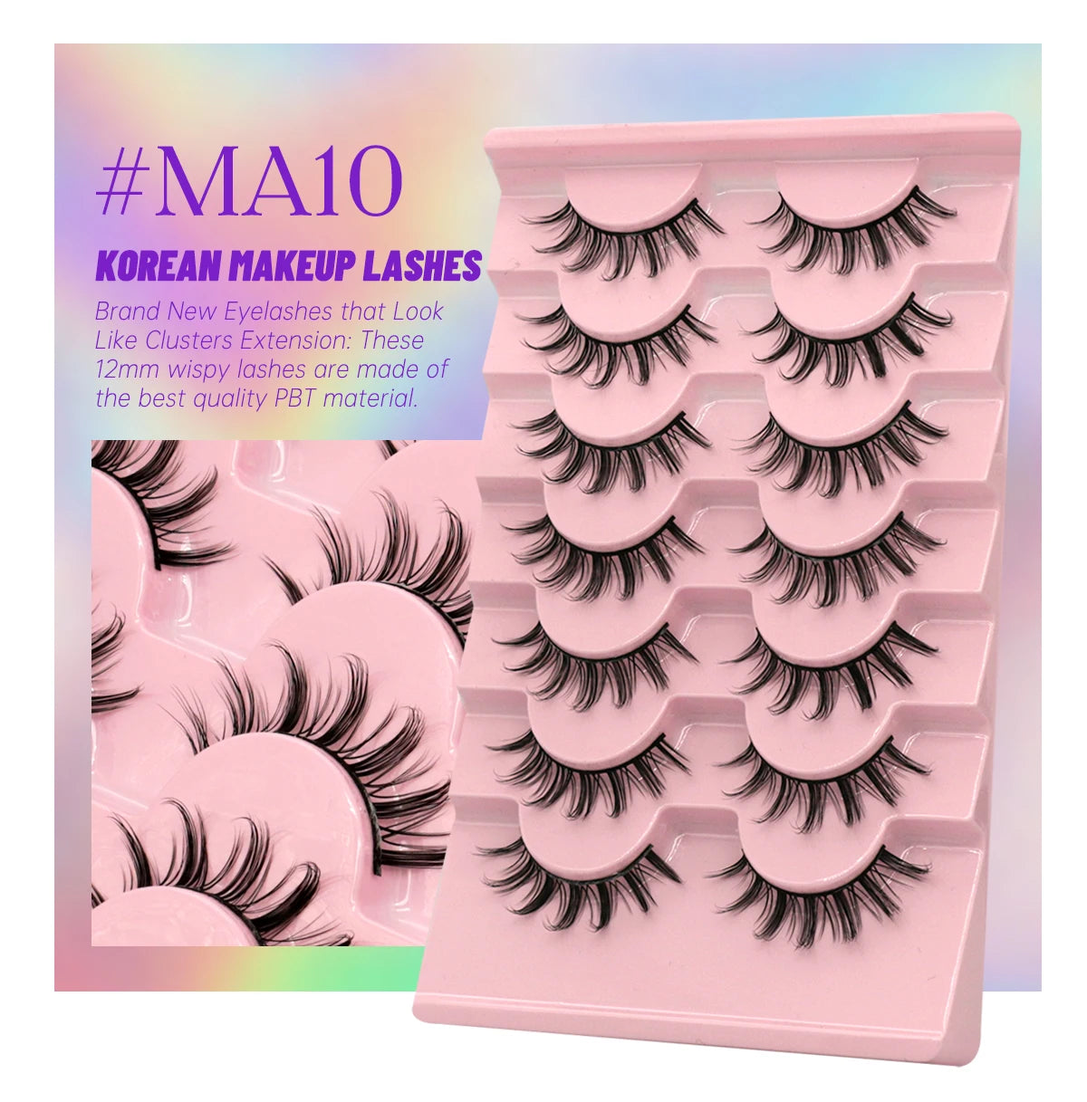 GROINNEYA 5/7 pairs Eyelashes 3D Natural False Lashes Fluffy Soft Cross Manga Lashes Wispy Natural Eyelash Extension Makeup