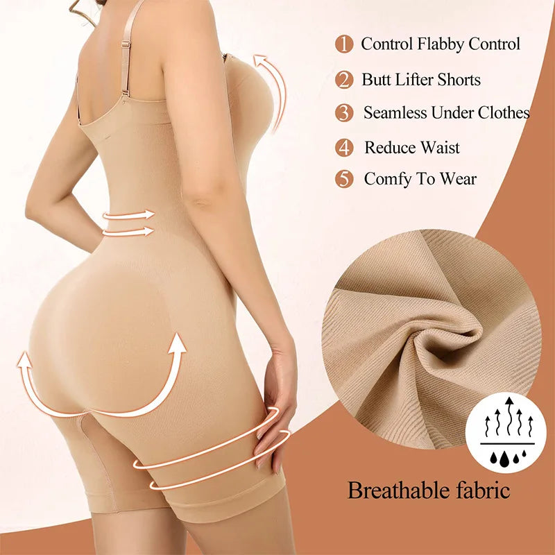 ZAFUAZ Women's Shapewear Bodysuits Butt Lifter Body Shaper Strapless Seamless Mid Thigh plus Size Sweat Vest for Women Exercise