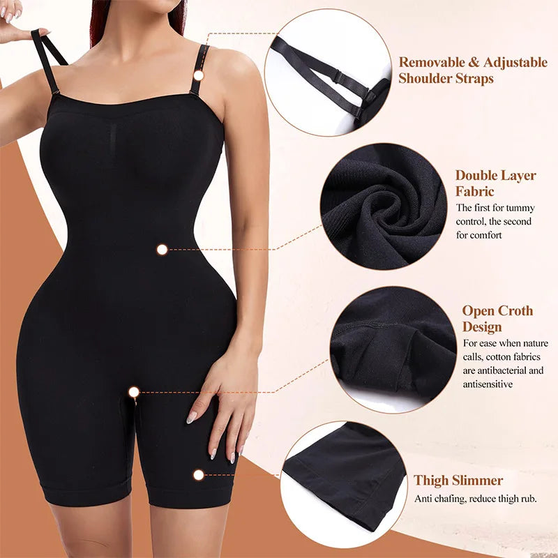 ZAFUAZ Women's Shapewear Bodysuits Butt Lifter Body Shaper Strapless Seamless Mid Thigh plus Size Sweat Vest for Women Exercise