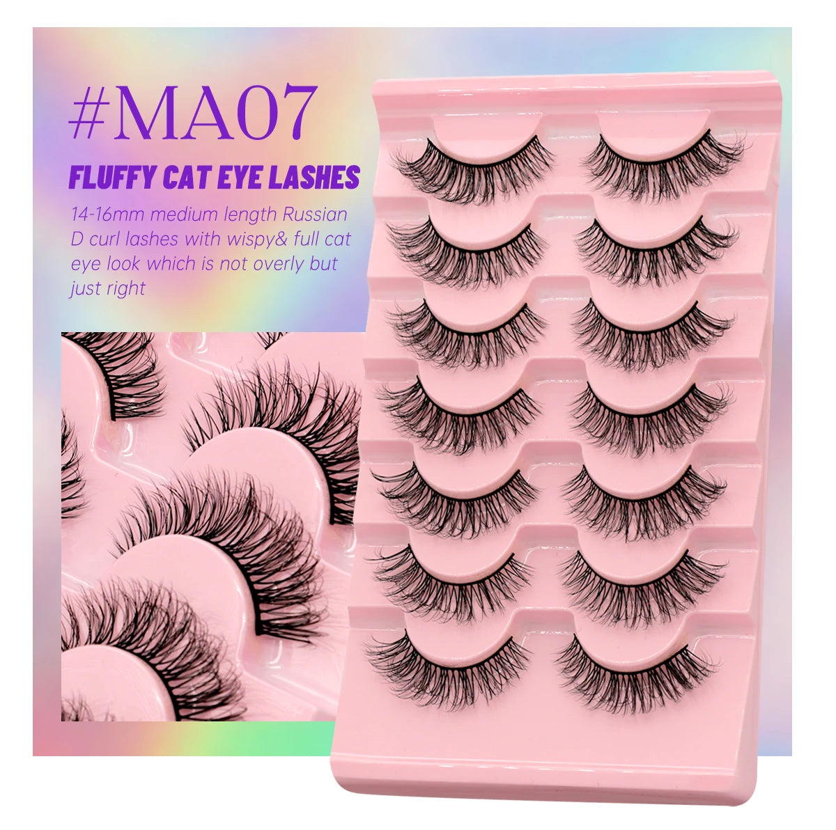 GROINNEYA 5/7 pairs Eyelashes 3D Natural False Lashes Fluffy Soft Cross Manga Lashes Wispy Natural Eyelash Extension Makeup